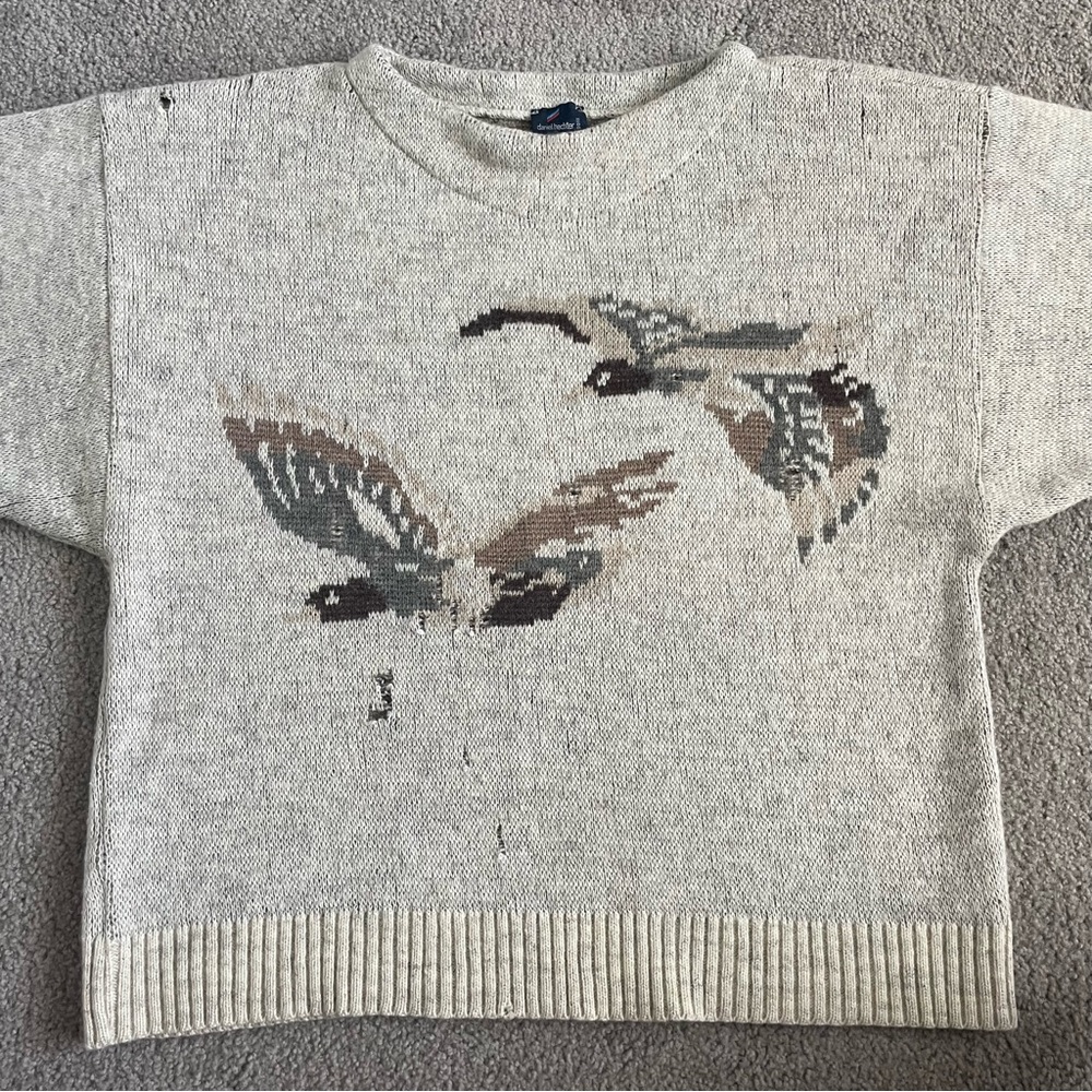 Vintage 1970/80s Beige Sweater with Bird Design